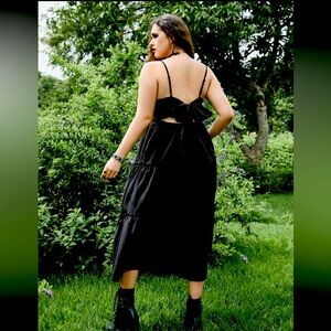 Romwe tie-back maxi dress size 1XL Black NWT